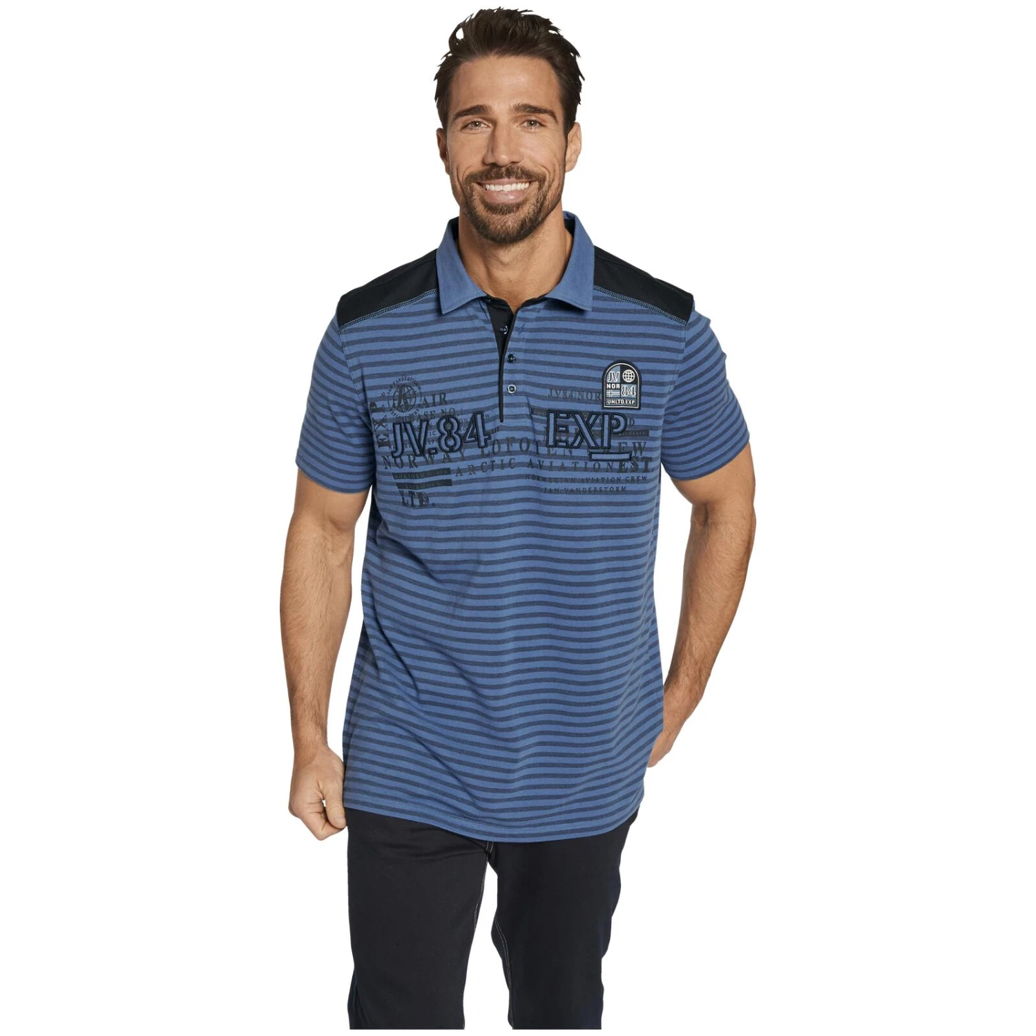 Poloshirt KUIBERT Blau Gestreift 2 Poloshirt KUIBERT Blau Gestreift – Bild 2