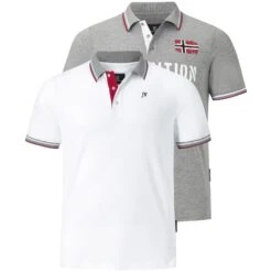 Doppelpack Poloshirt JOHAN Weiß Grau