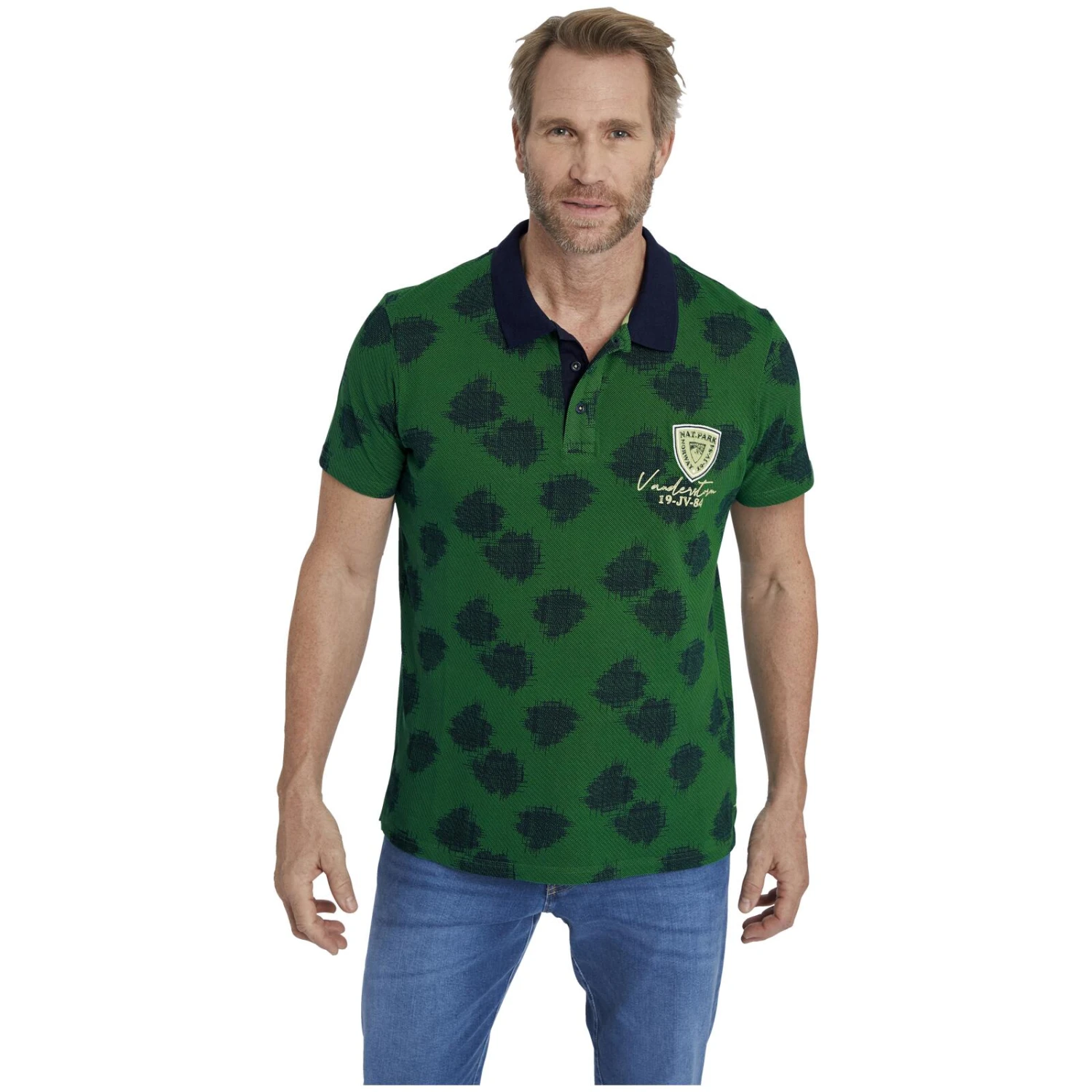 Poloshirt BEINT Grün Gemustert 2 Poloshirt BEINT Grün Gemustert – Bild 2