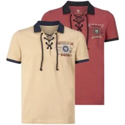 Doppelpack Poloshirt ELJAR Beige Hellrot