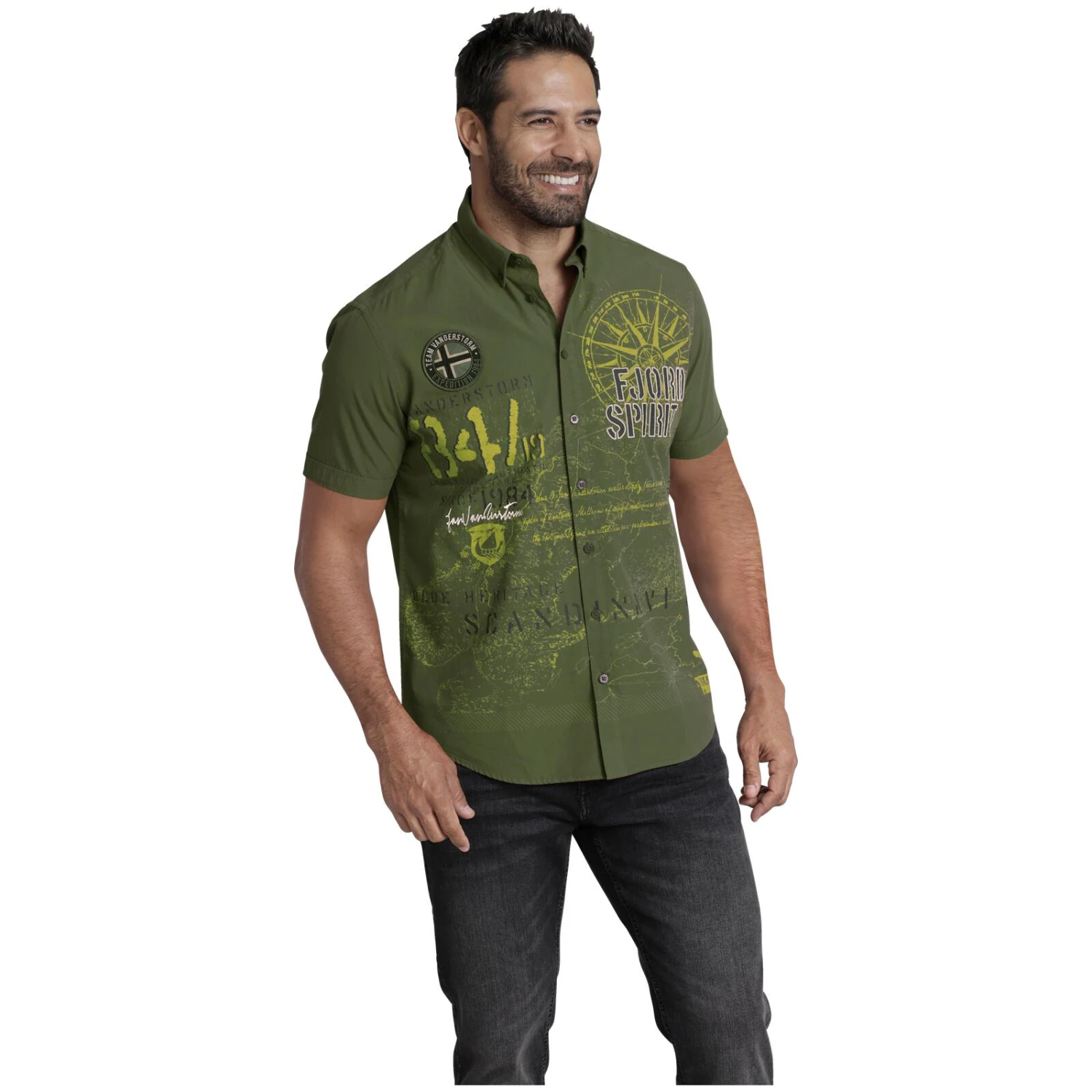 Kurzarmhemd CHRISTMAR Grün Bedruckt 2 Kurzarmhemd CHRISTMAR Grün Bedruckt – Bild 2