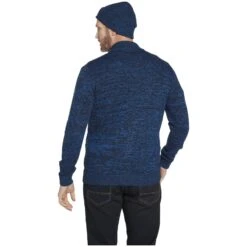 Strickjacke Mit Mütze APKE Blau Melange -Jan Vanderstorm server 1531
