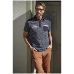 Poloshirt DEBES Dunkelblau Gestreift -Jan Vanderstorm server 171