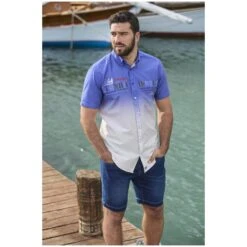 Kurzarmhemd ODDI Royal Blau -Jan Vanderstorm server 1789