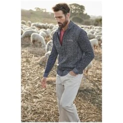 Strickjacke INGRABAN Dunkelgrau Melange -Jan Vanderstorm server 1805