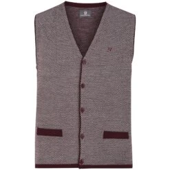 Strickweste TANE Dunkelrot Gemustert