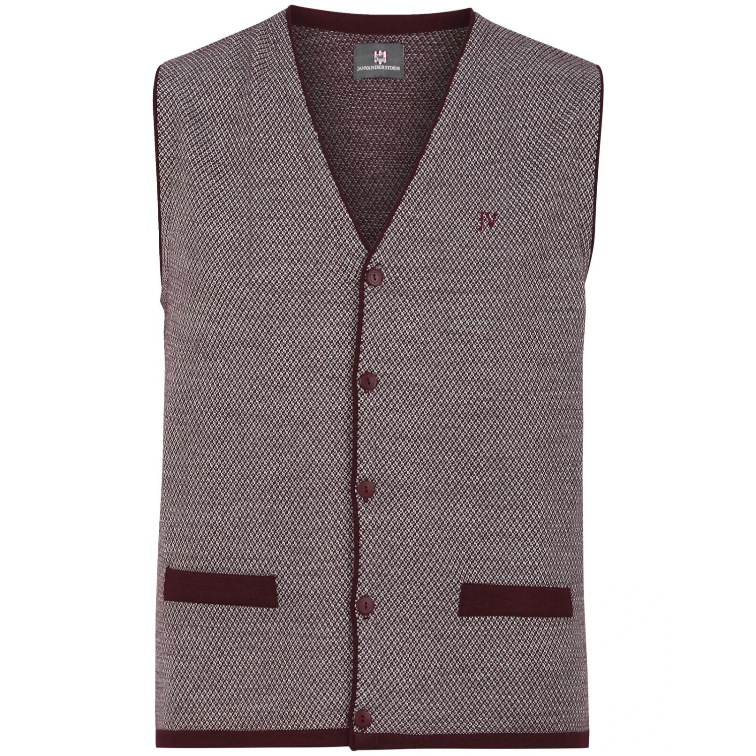 Strickweste TANE Dunkelrot Gemustert 1 Strickweste TANE Dunkelrot Gemustert