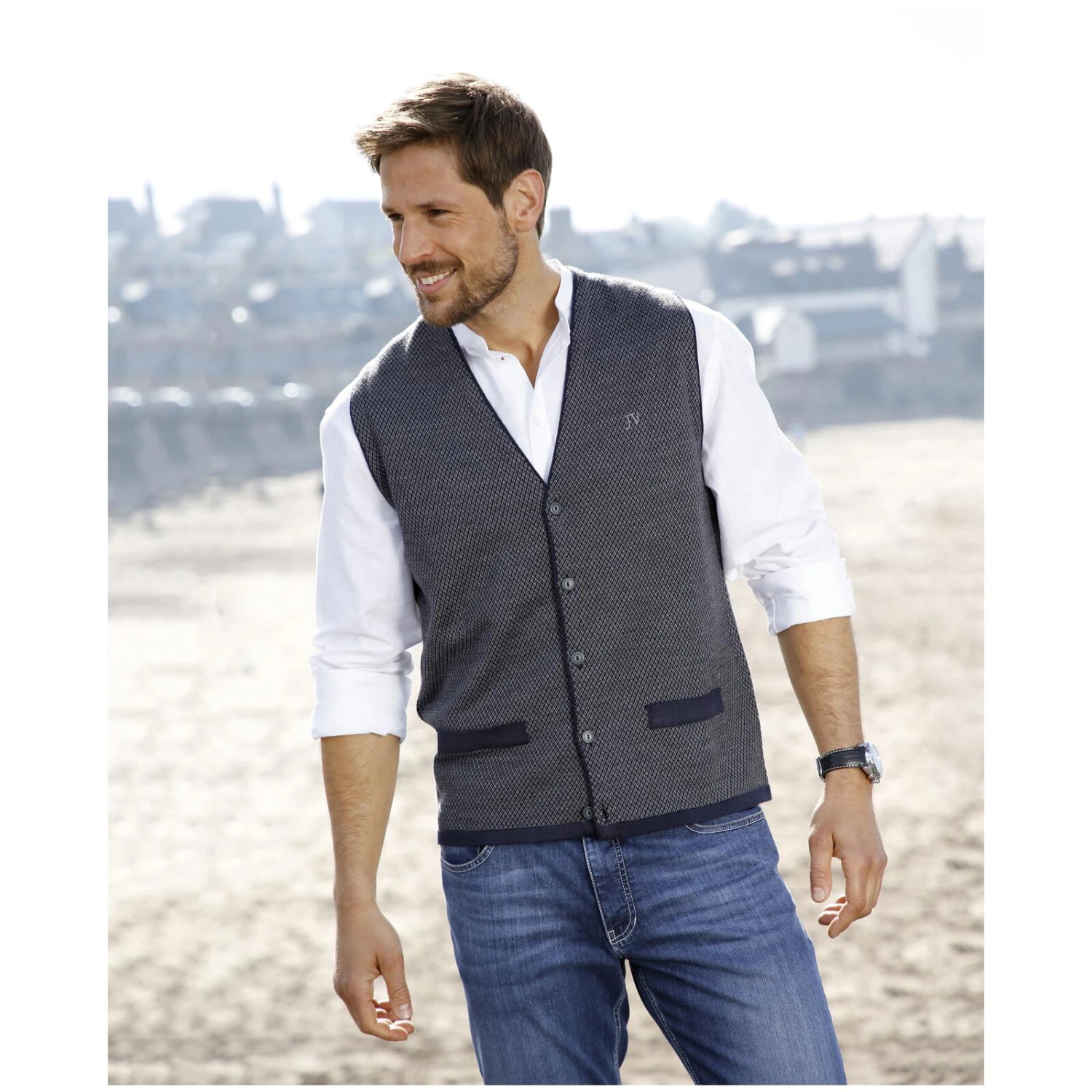 Strickweste TANE Blau Gemustert 5 Strickweste TANE Blau Gemustert – Bild 5