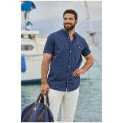 Kurzarmhemd NALLE Dunkelblau Gestreift -Jan Vanderstorm server 2047