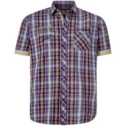 Kurzarmhemd ENEVOLD Lila Kariert