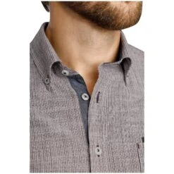 Kurzarmhemd MILOS Dunkelrot Gestreift -Jan Vanderstorm server 2191