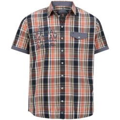 Kurzarmhemd PIETER Hellorange Kariert