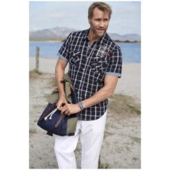 Kurzarmhemd BERTY Dunkelblau Kariert -Jan Vanderstorm server 2298