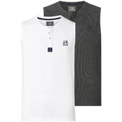 Doppelpack Muskelshirt MELFES Weiß Dunkelgrau Melange