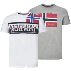 Doppelpack T-Shirt ARIOWIST Weiß Grau