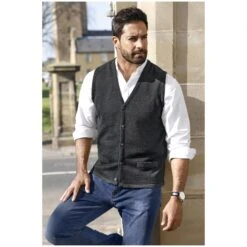 Strickweste TANE Dunkelgrau Gemustert -Jan Vanderstorm server 3310