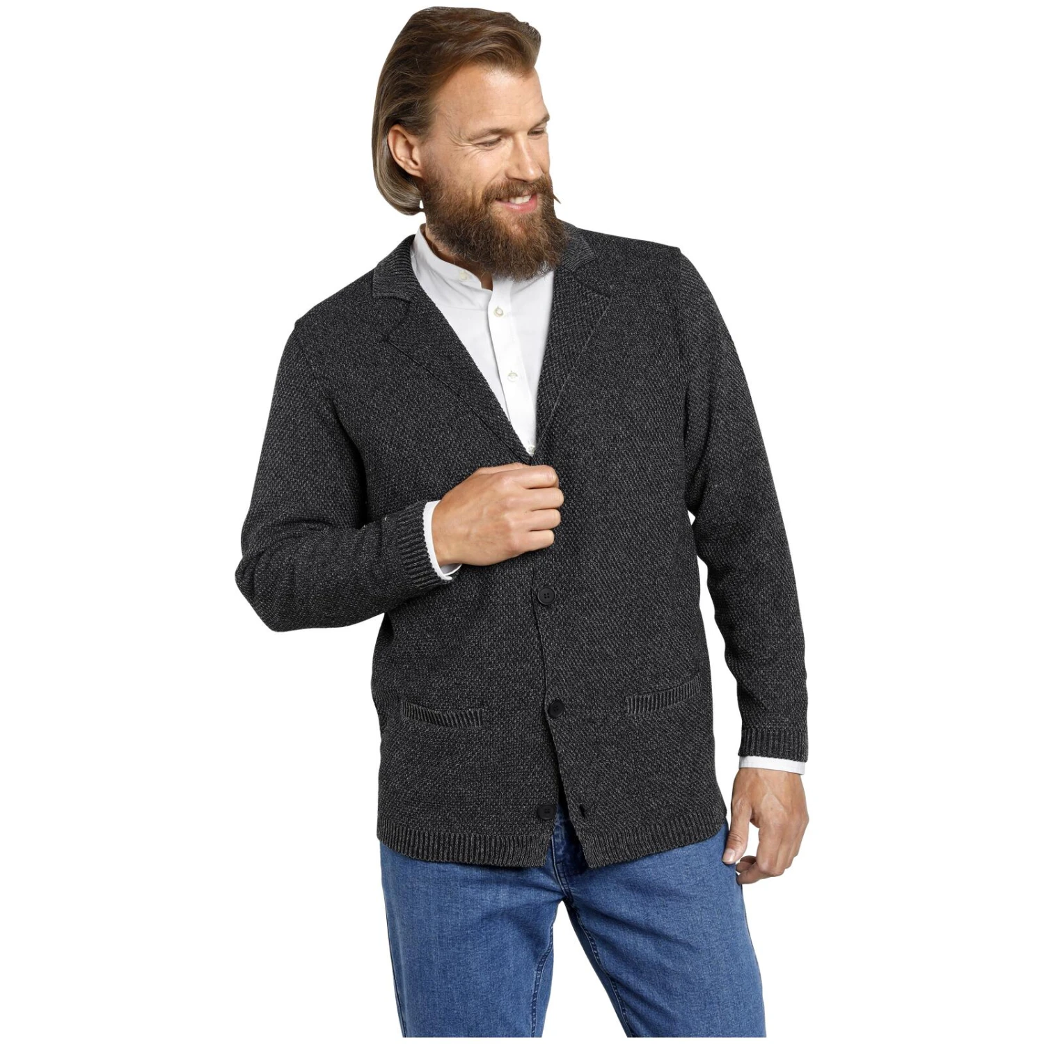 Strickjacke ASGER Dunkelgrau 2 Strickjacke ASGER Dunkelgrau – Bild 2