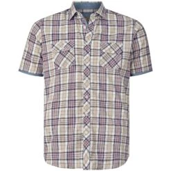 Kurzarmhemd PALLE Beige Kariert