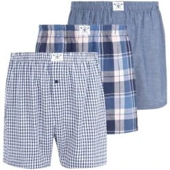 3er Pack Boxershorts RIKU Blau Gemustert