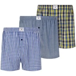 3er Pack Boxershorts RIKU Royal Blau Gemustert