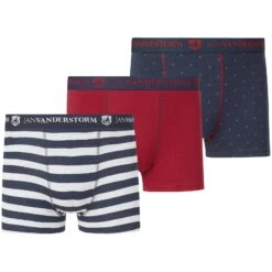 3er Pack Retropant ALVINIUS Blau Rot Gemustert