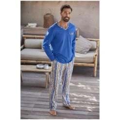 Schlafanzug ANTOS Royal Blau Gemustert -Jan Vanderstorm server 4737