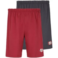 2er Pack Kurze Schlafhose TAISTO Dunkelgrau Rot