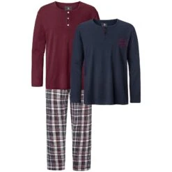 3 Tlg. Schlafanzug HELIMAR Dunkelblau Dunkelrot