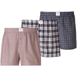 3er Pack Boxershorts MARKKU Dunkelblau Rot Gemustert