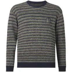 Jan Vanderstorm 17 Pullover ERICH Dunkelblau Gemustert