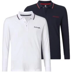 Doppelpack Langarm-Poloshirt TEUVO Weiß Dunkelblau